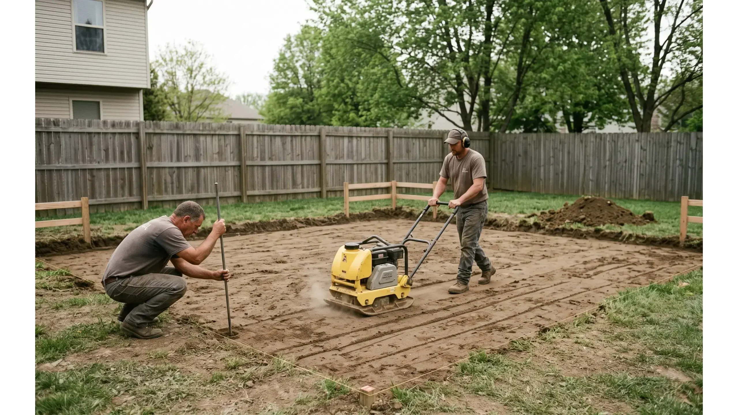 Site Prep Step #5 A luxury Grand Appalachian wooden garden shed featuring natural cedar shake siding, a shed dormer with upper transom windows, double carriage doors, and a flower box in a landscaped backyard