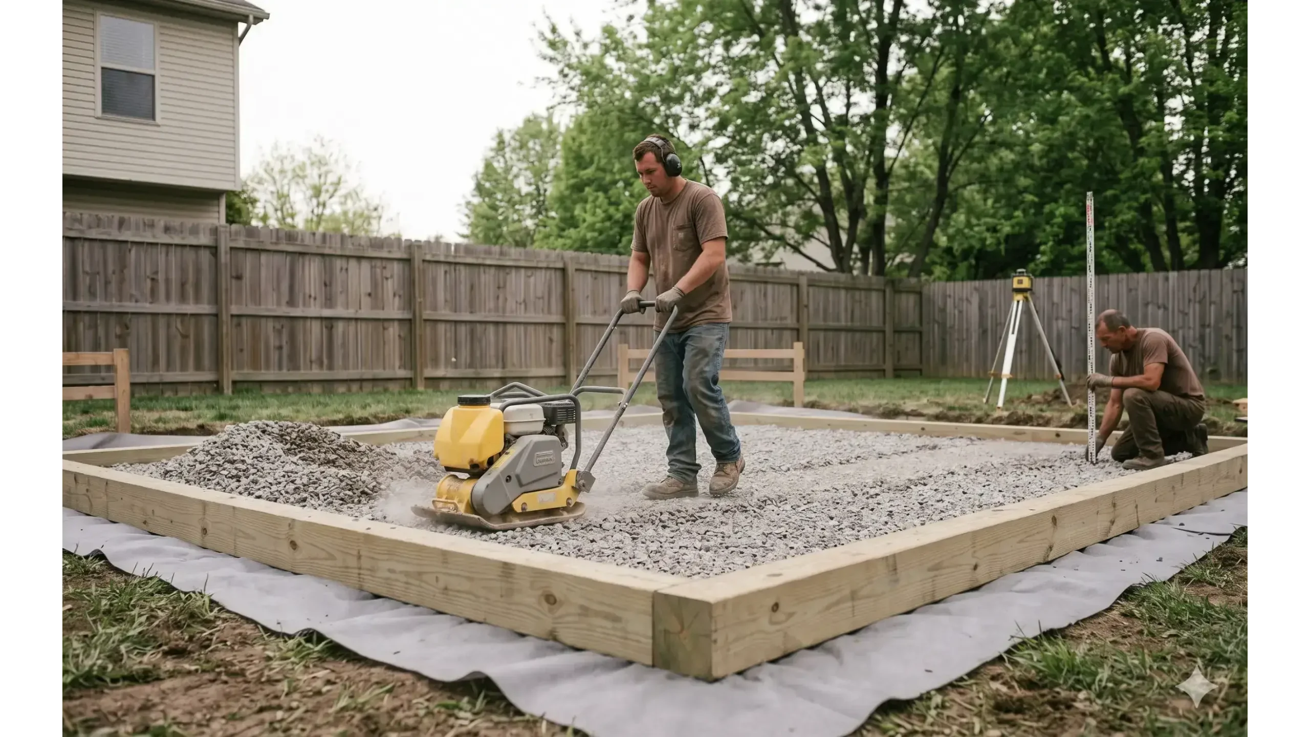 Site Prep Step #9 Red Grand Appalachian backyard shed with shed dormer, black shingle roof, double barn doors, transom windows, and autumn wooded landscape.