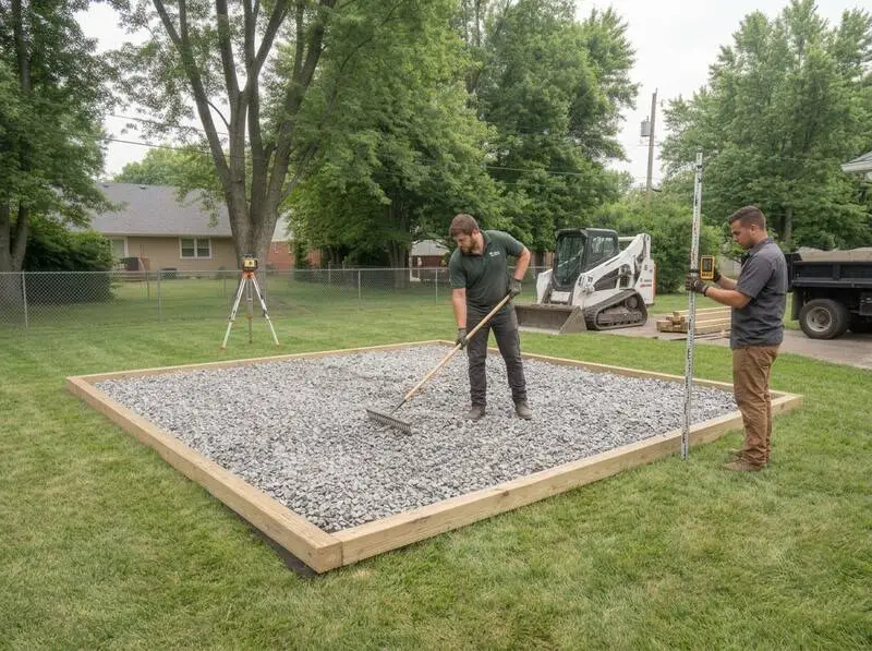 Representative grading of the limestone base to planned elevation