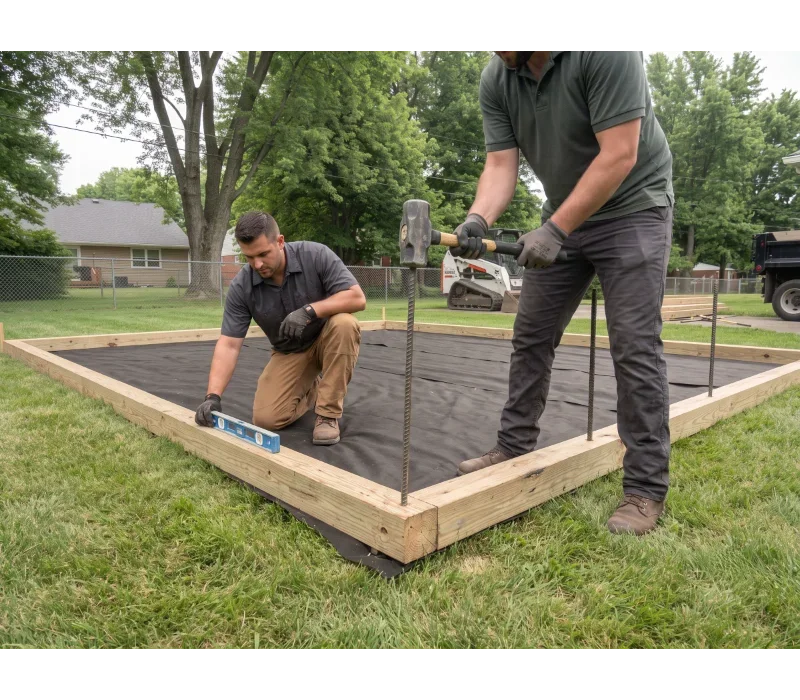 Representative rebar anchorage through a ground-contact 6x6 perimeter containment timber